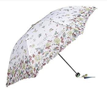 【中古】【輸入品 未使用】Folding Travel Sun Lightweight Umbrella Lady 039 s Parasol Sunblock UV Protection UPF 50 Compact Size with Black Underside Keep Cooler in
