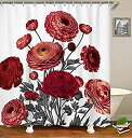 【中古】【輸入品 未使用】LIVILAN Floral Fabric Shower Curtain for Bathroom Privacy Bath Curtain Set with Hooks Polyester Opaque Machine Washable 72x72 Inches Vi