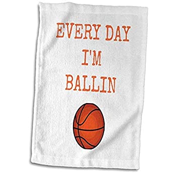 【中古】【輸入品・未使用】3D Rose Every Day im Ballin Basketball Picture Orange Lettering TWL_172351_1 Towel, 15 inch x 22 inc..