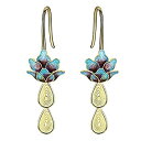 【中古】【輸入品 未使用】LOVECOM Lotus Flower 925 Sterling Silver Drop Earrings for Women Girl Gold Cloisonne Dangle Earrings Jewelry 並行輸入品