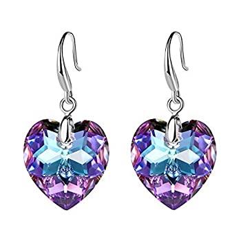 【中古】【輸入品 未使用】Swarovski Crystal Heart Dangle Hook Earrings for Women Drop Earrings 14K Gold Plated Hypoallergenic Jewelry 並行輸入品