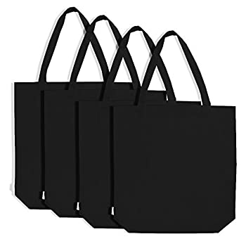 【中古】【輸入品・未使用】Augbunny 100% Cotton Canvas Shopping Tote Bag Grocery Bag 4-pack [並行輸入品]