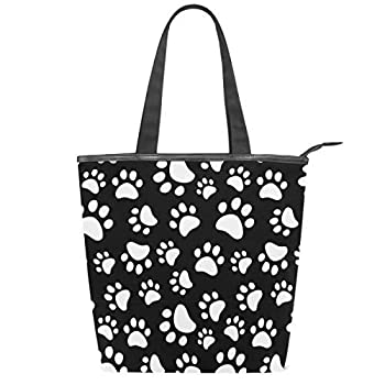【中古】【輸入品 未使用】Canvas Tote Bag Casual Shoulder Handbag with Zipper Grocery Shopping Women Bags 並行輸入品