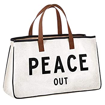 šۡ͢ʡ̤ѡCreative Brands Hold Everything Tote Bag, 20 inch x 11 inch, Peace Out Black and White [¹͢]