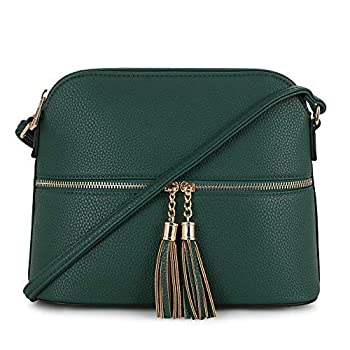 yÁzyAiEgpzSG SUGU Lightweight Medium Dome Crossbody Bag Shoulder Bag with Tassel | Zipper Pocket | Adjustable Strap [sAi]