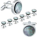 【中古】【輸入品・未使用】HAWSON Mens Cufflinks and Studs Set for Tuxedo Shirt Mother of Pear...