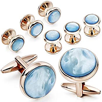 【中古】【輸入品 未使用】Mens Mother of Pearl Cufflinks and Dress Studs Set for Wedding Party (商品カテゴリー : カフス) 並行輸入品