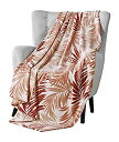 yÁzyAiEgpzVCNY Decorative Throw Blanket: Large Lush Palm Leaf Design Accent for Couch or Bed, Colors: Coral Red Beige White (iJeS[ : u