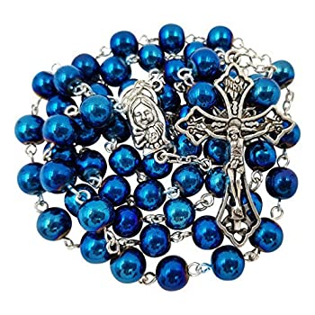 【中古】【輸入品 未使用】8mm Blue Hematite Beads CATHOLIC ROSARY NECKLACE Virgin Mary Medal Cross Crucifix in Gift Box 商品カテゴリー: レディース ネックレス ペ