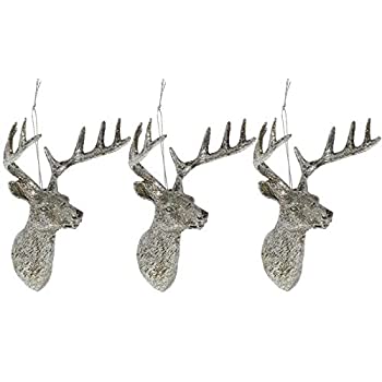 Silver Deer Head Ornaments Christmas Decorations 3 Count 商品カテゴリー: クリスマス 雑貨 
