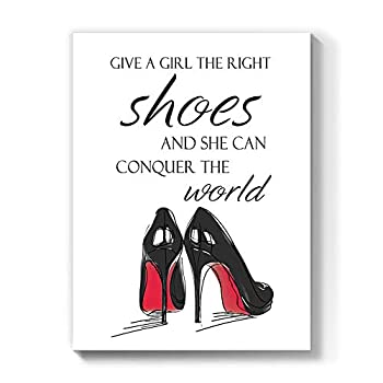 【中古】【輸入品 未使用】Geeignet Hign Heel Wall Art Modern Fashion Canvas Painting Motivational Quote Print Ready to Hang for Bathroom Women 039 s Bedroom 12x16 In