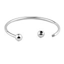 【中古】【輸入品・未使用】RUBYCA 20pcs White Silver Plated Bangle Bracelet Screw End Ball Cuff Charm Beads DIY Jewelry [並行輸入品]