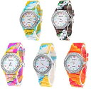 【中古】【輸入品 未使用】CdyBox Wholesale Watch 5 Pack Rhinestone Colorful Silicone Jelly Wristwatches for Women Girls Gift Set 並行輸入品