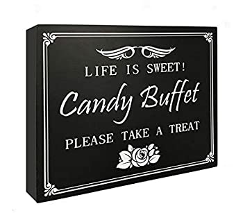 【中古】【輸入品・未使用】JennyGems Wood Wedding Party Sign Candy Buffet Life is Sweet Please Take A Treat, Christmas Party, Holiday Parties [並行輸入品]