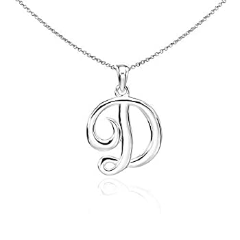 yÁzyAiEgpzSea of Ice Sterling Silver Initial Alphabet Letters Pendant Necklace from A-Z, 18 inch [sAi]