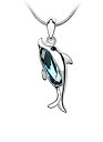 【中古】【輸入品 未使用】NaNa White Gold Plated Happy Dolphin Pendant with Swarovski Element Crystal Necklace Fashion Jewelry for Women 並行輸入品