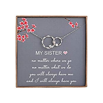 yÁzyAiEgpzSister Gifts from Sister - Sterling Silver Interlocking Infinity 2 Circles Necklace for Sisters, Birthday Jewelry Friendship Gifts [