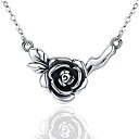 【中古】【輸入品 未使用】JUSTKIDSTOY I Love You Forever Rose Flower Necklace S925 Sterling Silver Flower Heart Rose Jewelry Gifts for Women Girlfriend Birthday