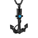 【中古】【輸入品 未使用】Urn Jewelry for Men, Anchor Urn Necklace for Ashes with Blue Opal Cremation Jewelry Memorial Keepsake Pendant 並行輸入品