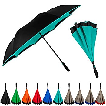 【中古】【輸入品 未使用】StrombergBrand Inversa Umbrella (Reversible Umbrella), Double Layer Inverted Umbrella For Women and Men, Large Umbrella Windproof - Sel