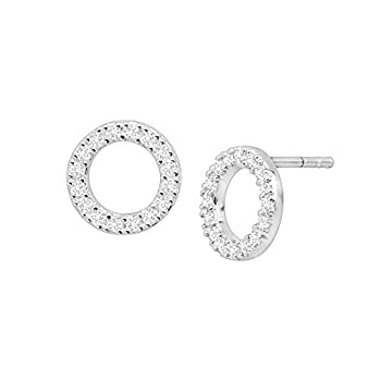 【中古】【輸入品・未使用】Silpada 'Brillante' Cubic Zirconia Circle Stud Earrings in Sterling Silver [並行輸入品]