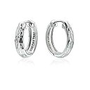 【中古】【輸入品 未使用】Sterling Silver Diamond Cut Ear Cuff Hinged Huggie Hoop Earrings for Women Girls, 16mm Diameter 並行輸入品