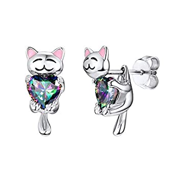 【中古】【輸入品 未使用】Silvora Luxury Sterling Silver Stud Earrings, S925 Animals Jewelry Cubic Zirconia Elegant Earrings Charms for Women Girls Lovely Earrin