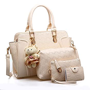 yÁzyAiEgpzWomen 4 Pcs Handbags Set, Tote Bag Top Handle Shoulder Crossbody Bag Wallet Card Holders Pack [sAi]