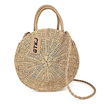 yÁzyAiEgpzWomen Straw Summer Beach Bag Handwoven Round Rattan Bag Cross Body Bag Shoulder Messenger Satchel [sAi]