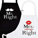 【中古】【輸入品 未使用】Mr. Right and Mrs. Always Right 2-Piece Kitchen Apron Set Engagement, Wedding, Anniversary Gift For Couple Bridal Shower Gift For B