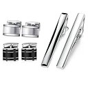 【中古】【輸入品・未使用】HONEY BEAR Cufflinks and Tie Clip Set Mens Rectangle for Business W...