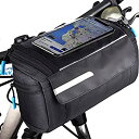 【中古】【輸入品 未使用】OBOVA Bike Handlebar Bags, Bike Pouch Handlebars Waterproof Compact Quick Release with Touchscreen Cell Phone Holder Bicycle Handleba