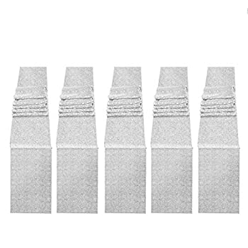 šۡ͢ʡ̤ѡMENGQ Silver Table Runner 12 inchx72 inch Pack of 5 Sequin Table Runner Party Decor Glitter Table Linens Runner Sparkly Dinner Party Su