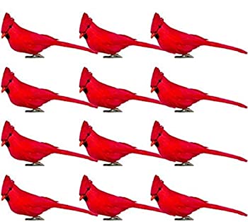 【中古】【輸入品 未使用】12 PCS Red Cardinals Ornaments Artificial Birds Christmas Cardinal Birds Clip for Christmas Tree Ornament Decorations, Arts and Crafts,