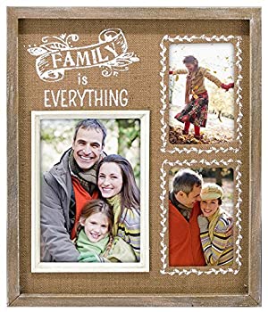 【中古】【輸入品・未使用】Malden International Designs Burlap Wall Sentiments Silkscreened Picture Frame, 4 X 6/5 X 7', Family is Everything [並行輸入品]