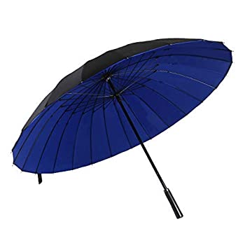 【中古】【輸入品 未使用】ThreeH Stick Windproof Umbrella 190T Double Canopy 24 Ribs Sun and Rain Dual-Purpose,KS12 Blue 並行輸入品