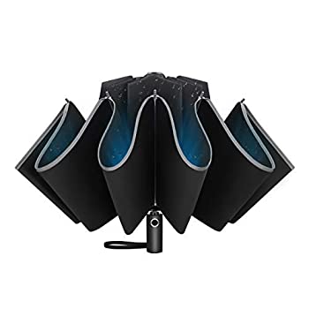 【中古】【輸入品 未使用】UVANTI Windproof Travel Umbrella with Teflon Coating 10 Ribs Automatic Compact Folding Reverse Umbrella (Black) 並行輸入品