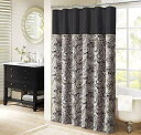 【中古】【輸入品 未使用】Madison Park Aubrey Shower Curtain Paisley Jacquard Pieced Microfiber Faux Silk Modern Home Bathroom Decorations Bathtub Privacy Screen