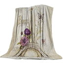 【中古】【輸入品 未使用】Gogobebe Flannel Fleece Throw Blanket for Sofa Couch Bed Vintage Butterfly Paris Eiffel Tower Soft Cozy Lightweight Blanket for Adults/