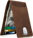 【中古】【輸入品・未使用】Real Leather Wallets For Men - Money Clip Bifold Mens Wallet Brown RFID Front Pocket Thin Minimalist Credit Card Holder 商品カテゴリー:(4)