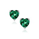 【中古】【輸入品 未使用】0.8CT Heart Birthstone Earrings for Women, 18K White Gold Plated S925 Sterling Silver Earrings Gorgeous Genuine or Created Heart Births