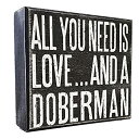 【中古】【輸入品・未使用】JennyGems - All You Need is Love and a Doberman - Wooden Stand Up Box Sign - Doberman Gift Series, Doberman Mom and Owners, Doberman Lo