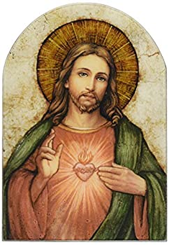 Sacred Heart of Jesus Christ Icon 7 Inch Wood Arched Plaque 