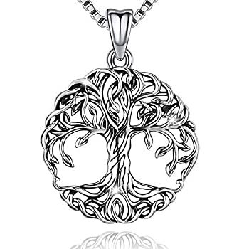 yÁzyAiEgpzAniu Tree of Life Necklace, Celtic Family Tree Pendant for Women, Sterling Silver Jewelry Gift - Oxidized Special Effect [sAi]