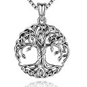 【中古】【輸入品 未使用】Aniu Tree of Life Necklace, Celtic Family Tree Pendant for Women, Sterling Silver Jewelry Gift - Oxidized Special Effect 並行輸入品