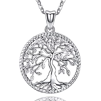yÁzyAiEgpzAniu Silver Necklace for Women Girls, Family Tree of Life Sterling Silver Pendant with Fine Jewelry Gift Box, 18 Inches Chain for Wife