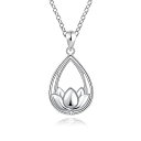 【中古】【輸入品 未使用】ACJFA 925 Sterling Silver Lotus Flower Cremation Jewelry Keepsake Urn Pendant Necklace for Ashes - Forever in My Heart 並行輸入品
