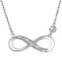 【中古】【輸入品 未使用】Billie Bijoux 925 Sterling Silver Necklace Forever Love” Infinity Heart Love Pendant White Gold Plated Diamond Women Necklace Gift for