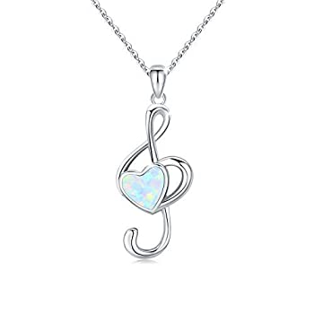 楽天スカイマーケットプラス【中古】【輸入品・未使用】CHENGHONG Musical Note Necklace 925 Sterling Silver Opal Necklace for Women Treble Clef Necklace Music Lover Gifts for Mom Women [並行