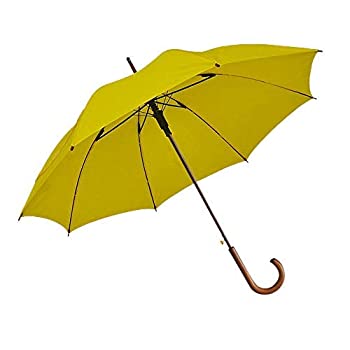 【中古】【輸入品 未使用】SoulRain 48 039 039 Automatic Open Stick Umbrellas Wood Hook Handle Large Arc Classic Windproof Repellent Unbreakable Yellow Rain Umbrella